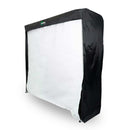 The Net Return Simulator Kit features a large, upright portable projection screen with a black frame and white surface, ideal for home golf simulators or garage setups. Screens are not returnable.