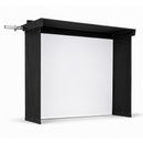 Black-framed projector screen on a white background