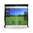 The Net Return Simulator Kit displays golf shot data like yardage, angles, and ball speed—ideal for home or garage setups with a lifelike virtual driving range background.