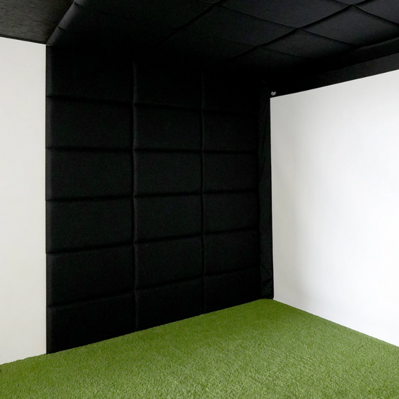 Carl's Place Built-In Golf Room Kit with Padded Walls and Ceiling Panels.