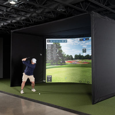 Simulator Enclosure Kit with golfer swinging