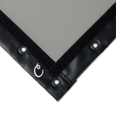 Carls Place High Contrast Gray Impact Screen in Classic with Loop Fastener Finishing Style, grommets, and velcro edge.