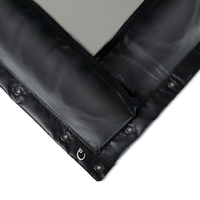 Carls Place High Contrast Gray Impact Screen in Classic with Flaps Finishing Style and grommets.