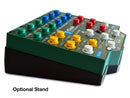 golf control keyboard with labeled, colorful buttons sitting in a black stand