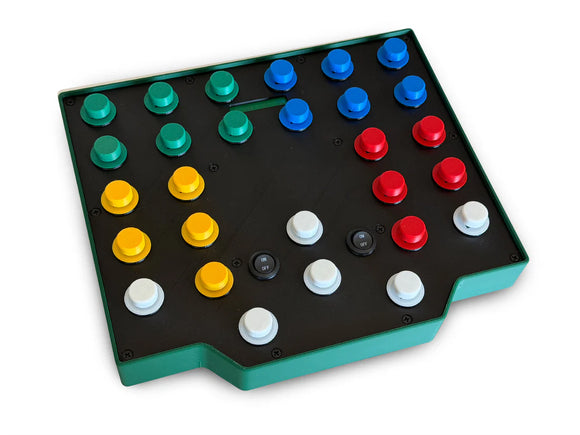 blank faced control panel with colorful buttons