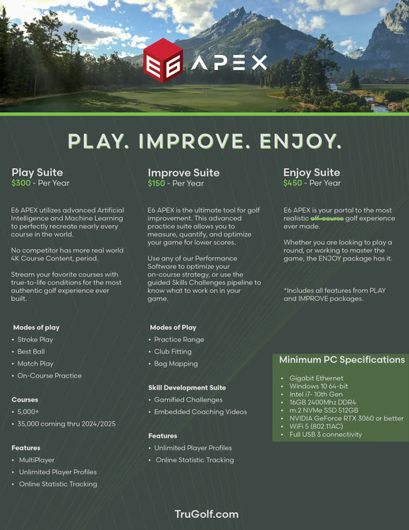 E6 Apex Software By Trugolf