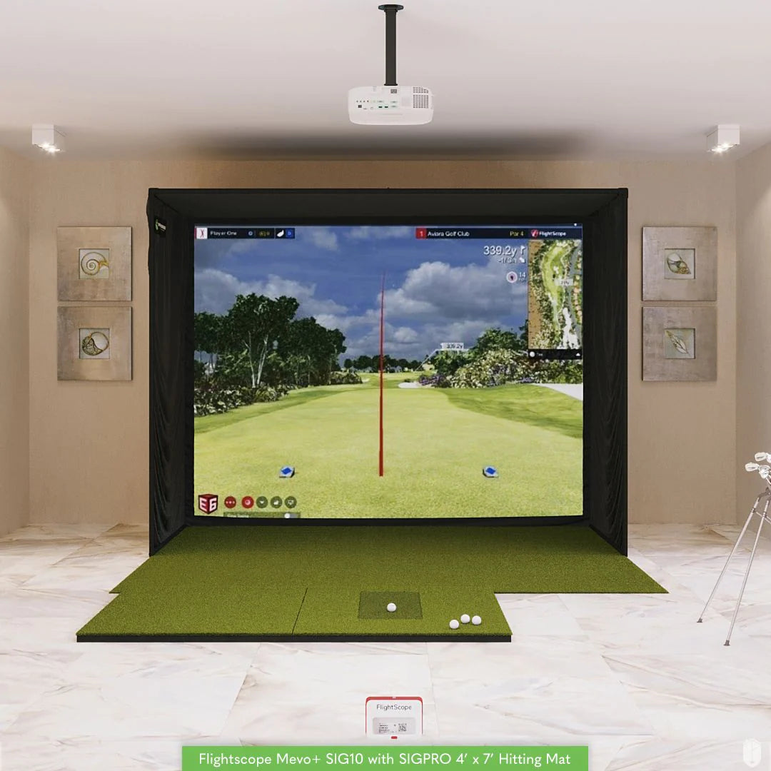 Flightscope-mevo-plus-sig10-golf-simulator-with-4x7-sigpro-golf-mat