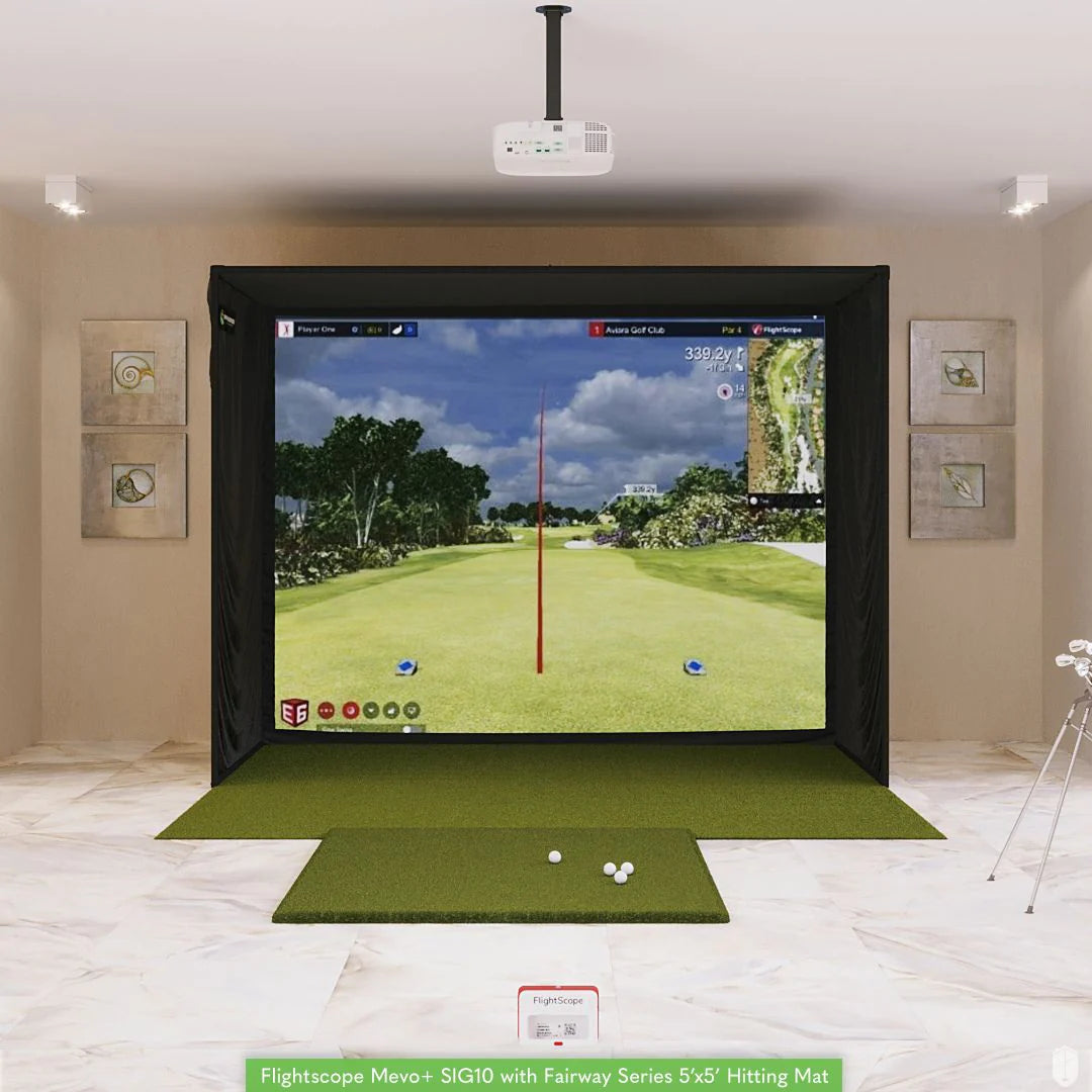 Flightscope-mevo-plus-sig10-golf-simulator-with-5x5-golf-mat