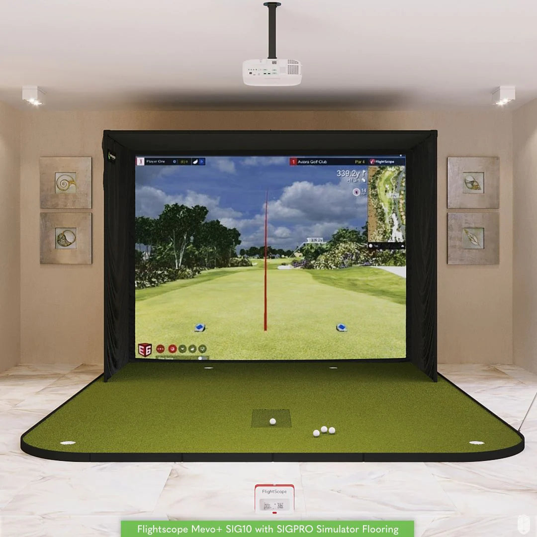 Flightscope-mevo-plus-sig10-with-sigpro-golf-simulator-flooring