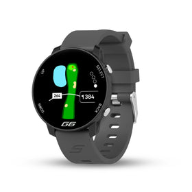 Shot Scope G6 GPS watch with the Carbon Grey strap, front view