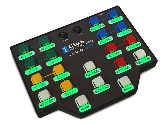 Club Keyboard Switch with the text labels lit green