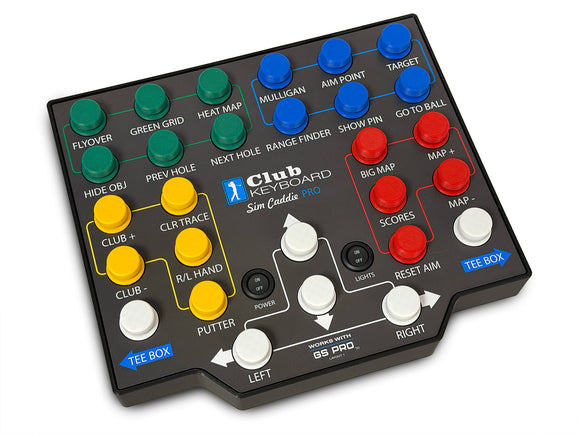 gray Club Keyboard Pro 4 golf simulator controller with 28 labeled buttons