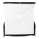 The Net Return Simulator Screen (not returnable) is a large, white rectangular golf simulator screen with a black frame, displayed against a plain white background.