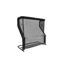 Black net rebounder with a sturdy frame designed for sports practice, featuring a rectangular mesh surface for bouncing balls back to the player.