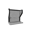 Mesh backrest support with a black frame designed to attach to a chair for ergonomic comfort.