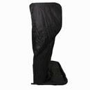 A tall, black, fabric-covered object with a curved top, resembling a standalone privacy or dressing tent.