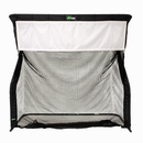 The Net Return Split Screen Accessory (net not included) is a black and white rectangular add-on ideal for pairing with your golf simulator setup; perfect for practicing golf or baseball. Screens are not returnable.
