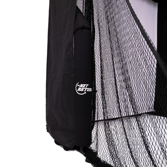 A black net with a protective cover labeled "NET RETURN," partially rolled to the side.