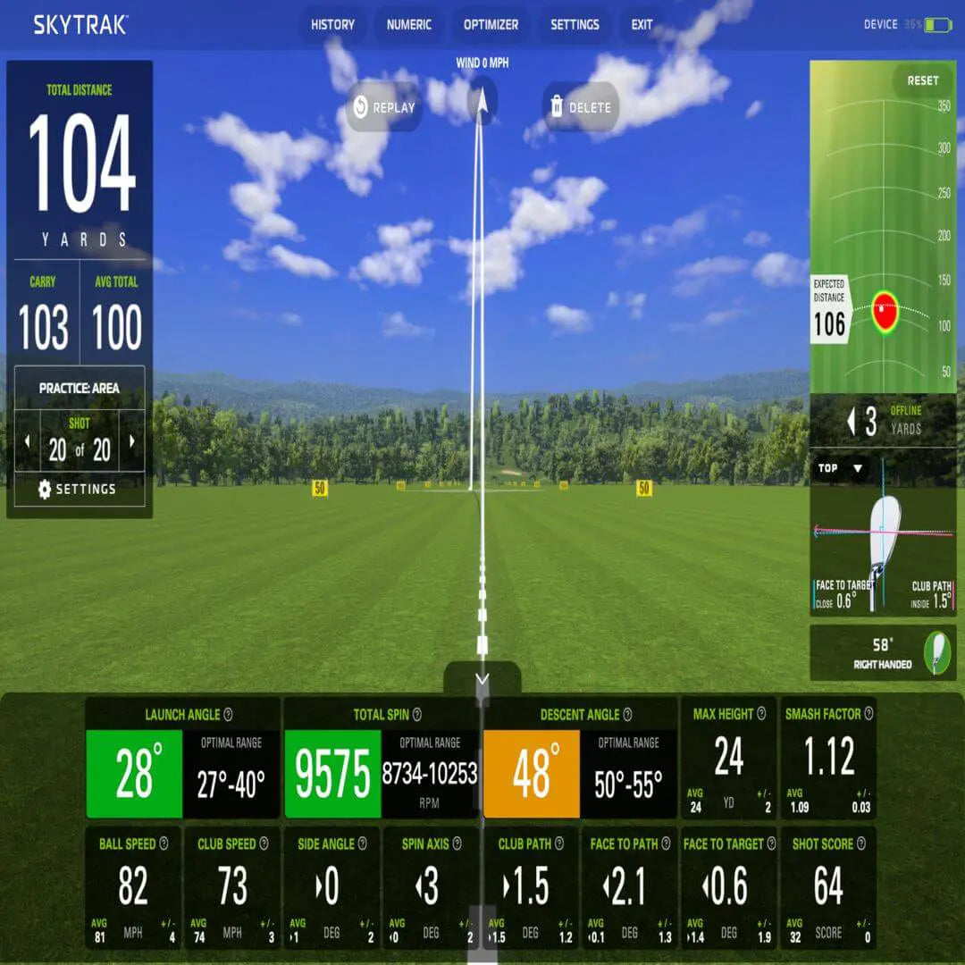 SkyTrak Plus launch monitor interface