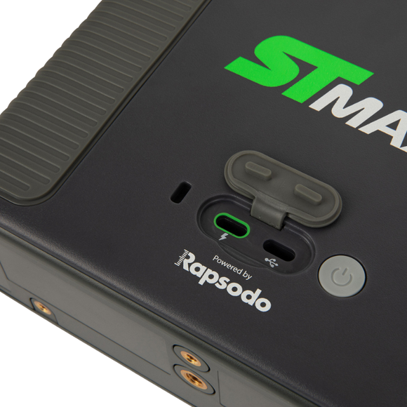 SkyTrak ST MAX Launch Monitor closeup cable port view.