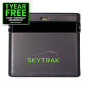 A black Skytrak electronic device with a green logo on the front, shown against a white background with a green '1 YEAR FREE' promotional badge in the top-left corner.