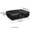 BenQ AK900ST dimensions: 521 mm wide, 350.6 mm deep, 166.3 mm tall including adjustable foot