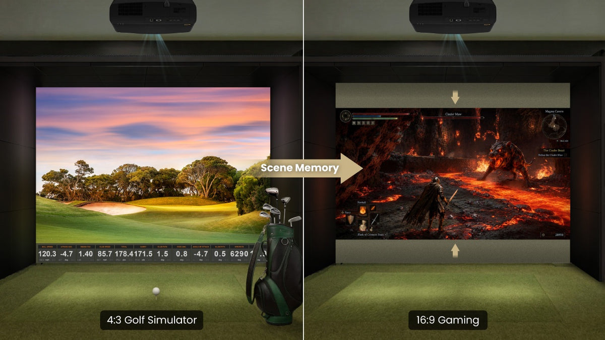 Golf Scene Memory switching from a 4:3 golf simulator profile to a 16:9 gaming profile