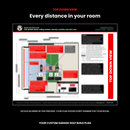 Garage Golf Build Plan top down view of a golf simulator room, details blurred