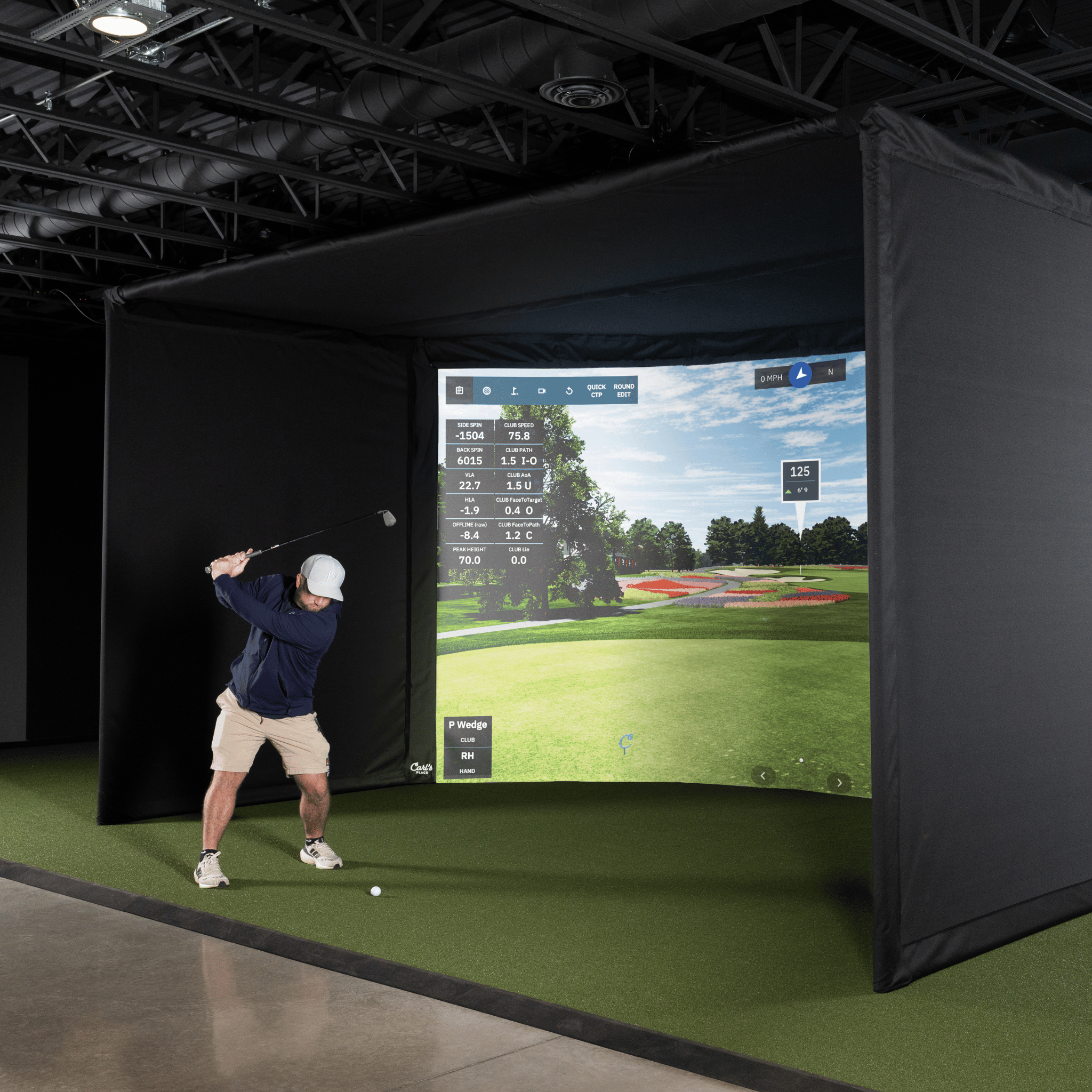 Carl's Place Curved Golf Simulator Enclosure Kit with Impact Screen