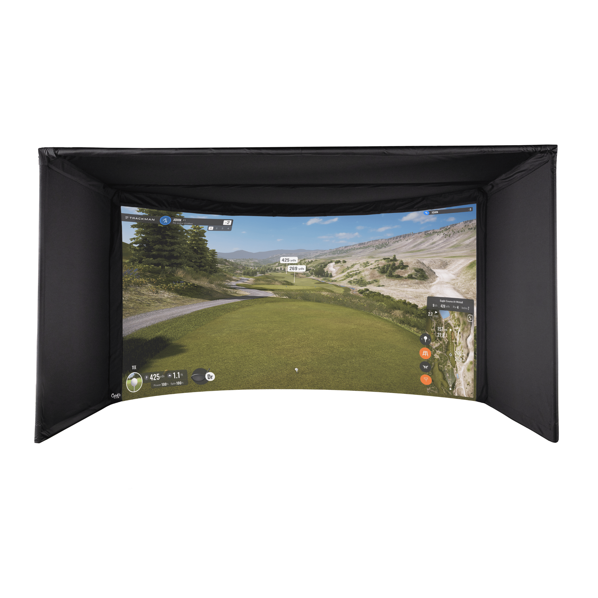 Carl's Place Curved Golf Simulator Enclosure Kit with Impact Screen