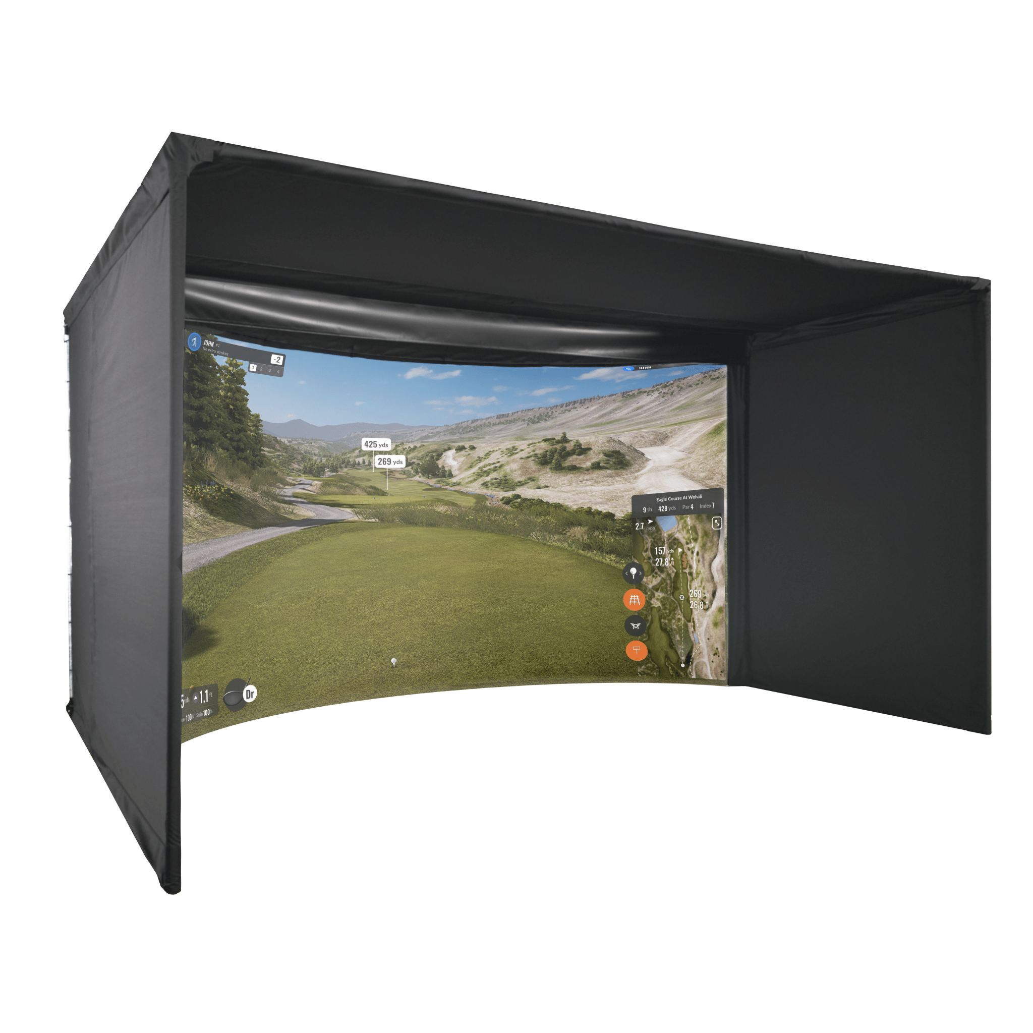 Carl's Place Curved Golf Simulator Enclosure Kit with Impact Screen