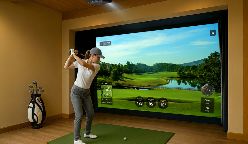 Optoma GT2400HDR short throw projector in a home golf simulator