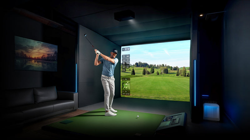 Golf simulator using an Optoma short throw laser projector