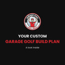 Flip-through of sample Garage Golf Build Plan pages, details blurred