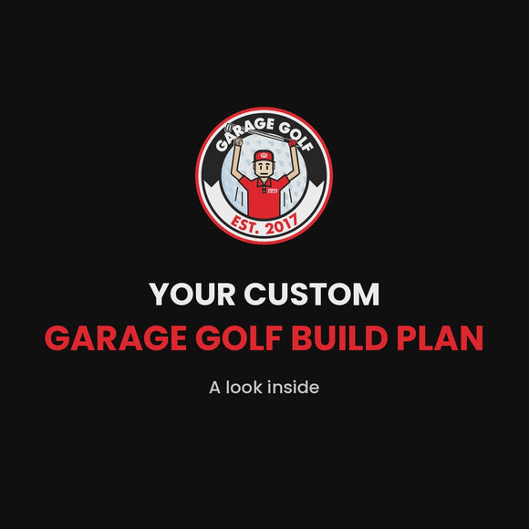 Flip-through of sample Garage Golf Build Plan pages, details blurred
