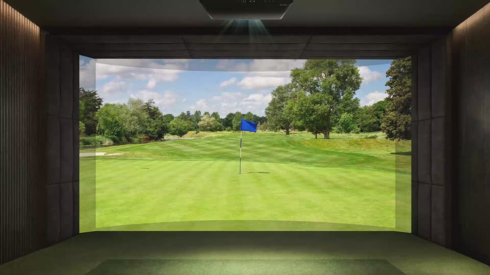 BenQ AK900ST Auto Golf Screen Fit 2.0 aligning the projected image to a golf simulator impact screen