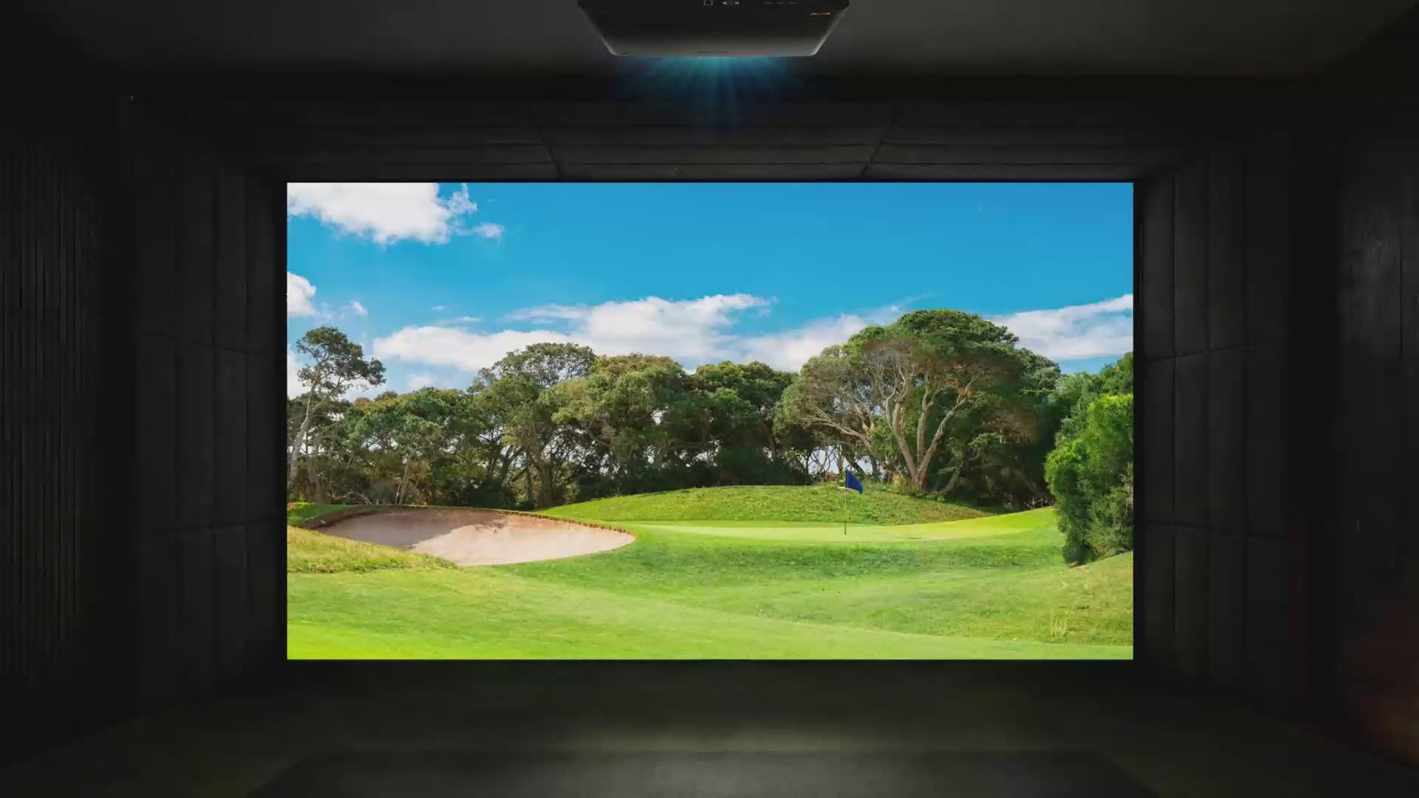BenQ AK900ST Ambient Light Enhancer adjusting the golf simulator image to room light