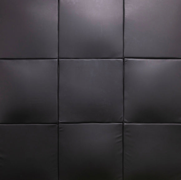 Close-up of the matte black faux leather face on an ROS Signature wall panel