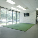 Rain or Shine Golf Studio Turf Sim Flooring Kit installed across a simulator room floor
