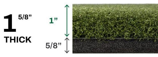 SwingTurf Hitting Strip edge showing 1 inch turf over 5/8 inch foam