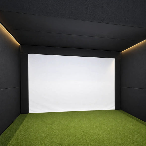 TruSim Systems Custom Premium Impact Screen shown in a golf simulator setup
