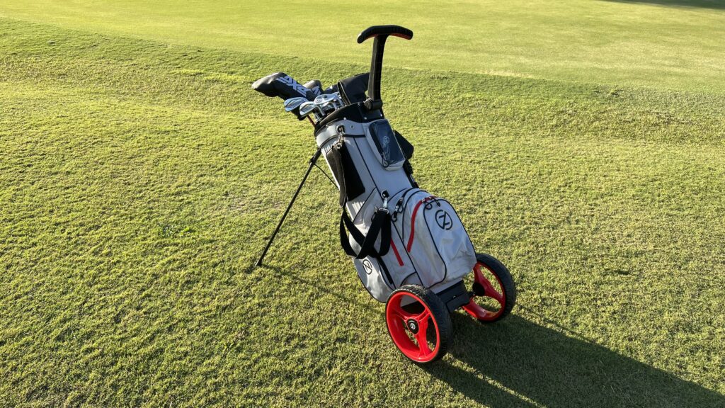 Zero-Friction-Wheel-Pro-Golf-Bag- Angled-Profile